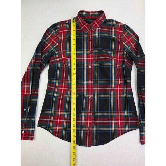 J. Crew Size 6 Womens Perfect Red Green Black White Check Long Sleeve L/S Shirt - Picture 8 of 9